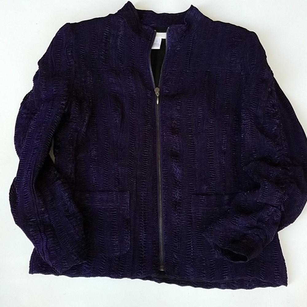 Chicos puckered jacket royal purple size 1 career